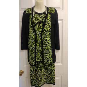 Carmen by Carmen Marc Valvo 3-Pc Sweater Set, Lime and Black, Sz S/M
